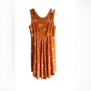 Anthropoplogie Charlotte by Charlotte Taylor Orange and Pink Silk Camel Dress